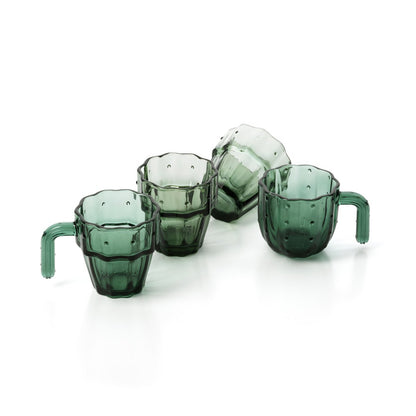 Glazen drinkglas Stack-a-Cactus groen (Set van 4)
