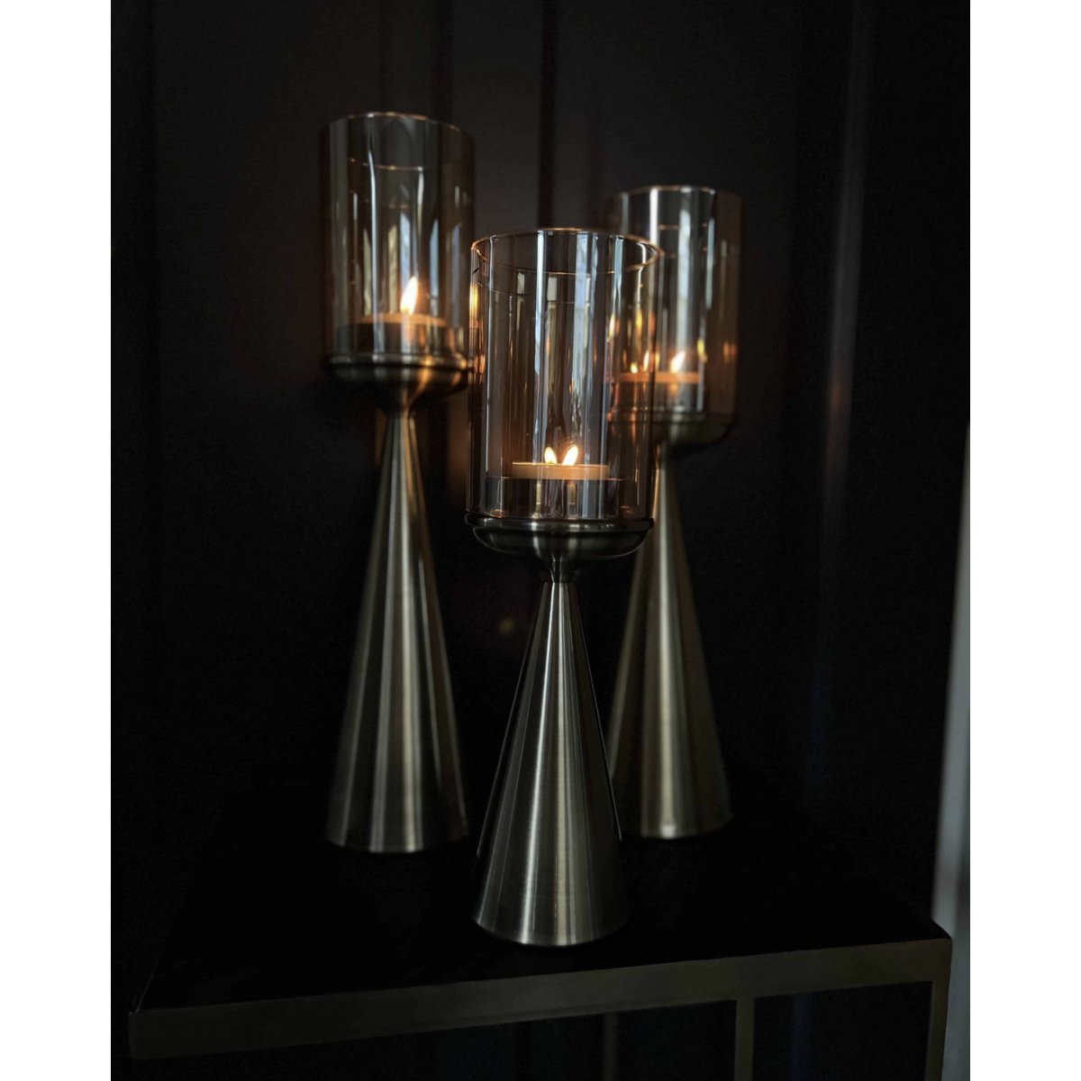 Glazen kandelaar goud L - 50 cm