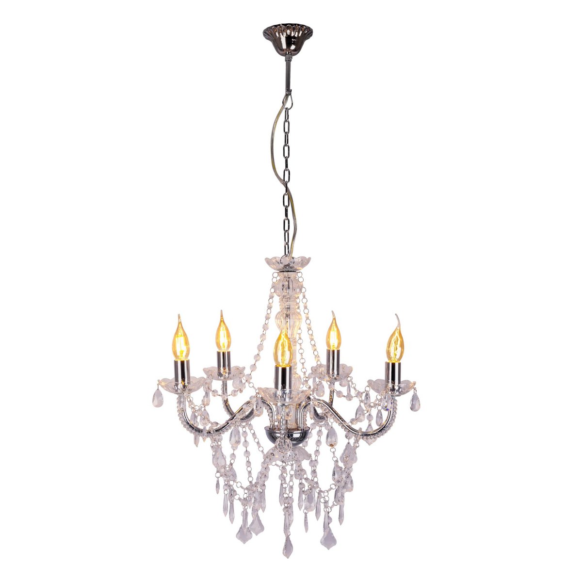 Kroonluchter Cecilia 5-Lichts Chroom - Ø 52 cm (E14)