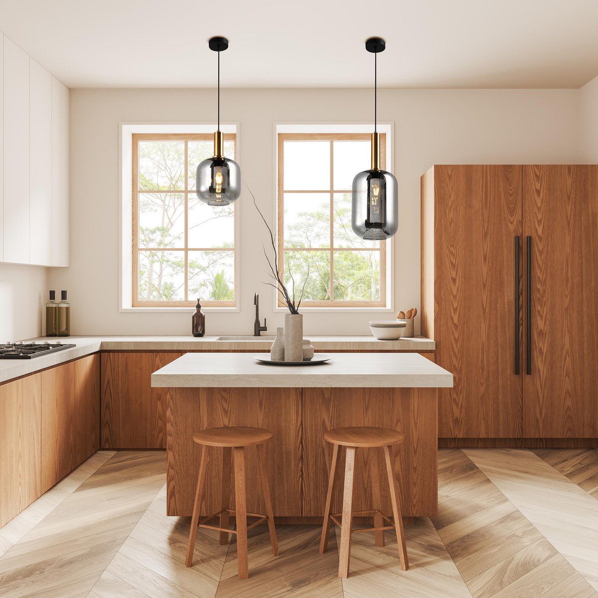 Hanglamp Fumo 1-Lichts Zwart - 150 cm (E27)