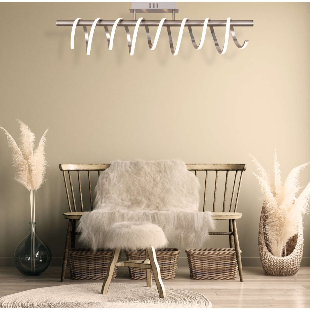 LED Plafondlamp Belleza Nikkel/Wit - 100 cm