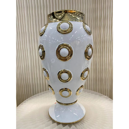 Gouden vaas Circle wit - 46 cm