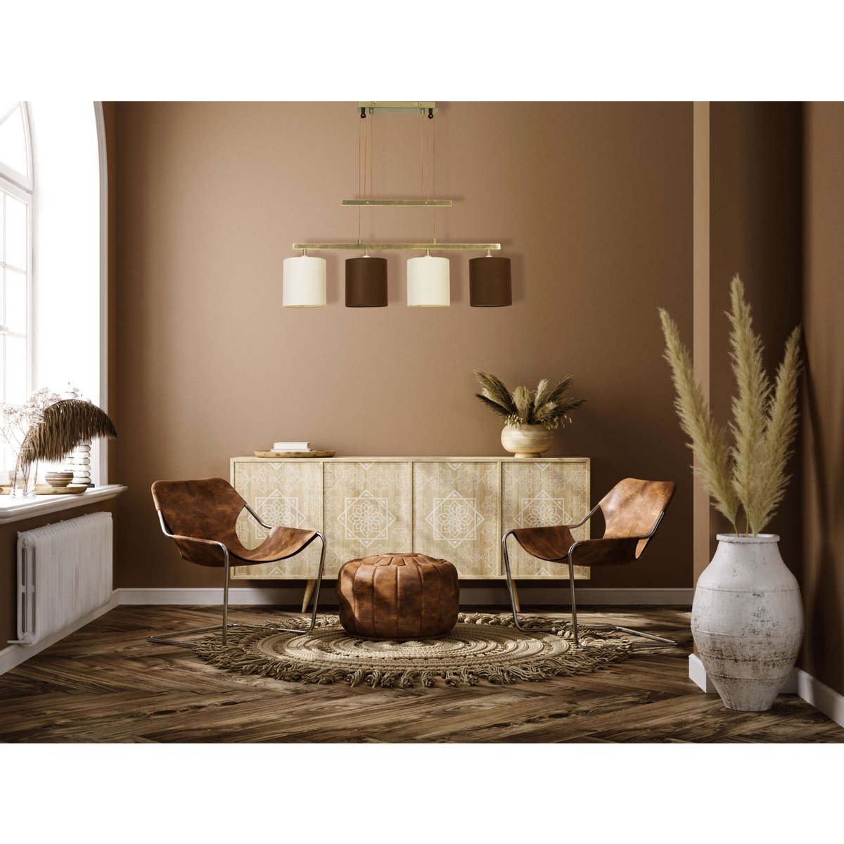Hanglamp Tilde 4-Lichts Bruin/Beige - 86 cm (E27)