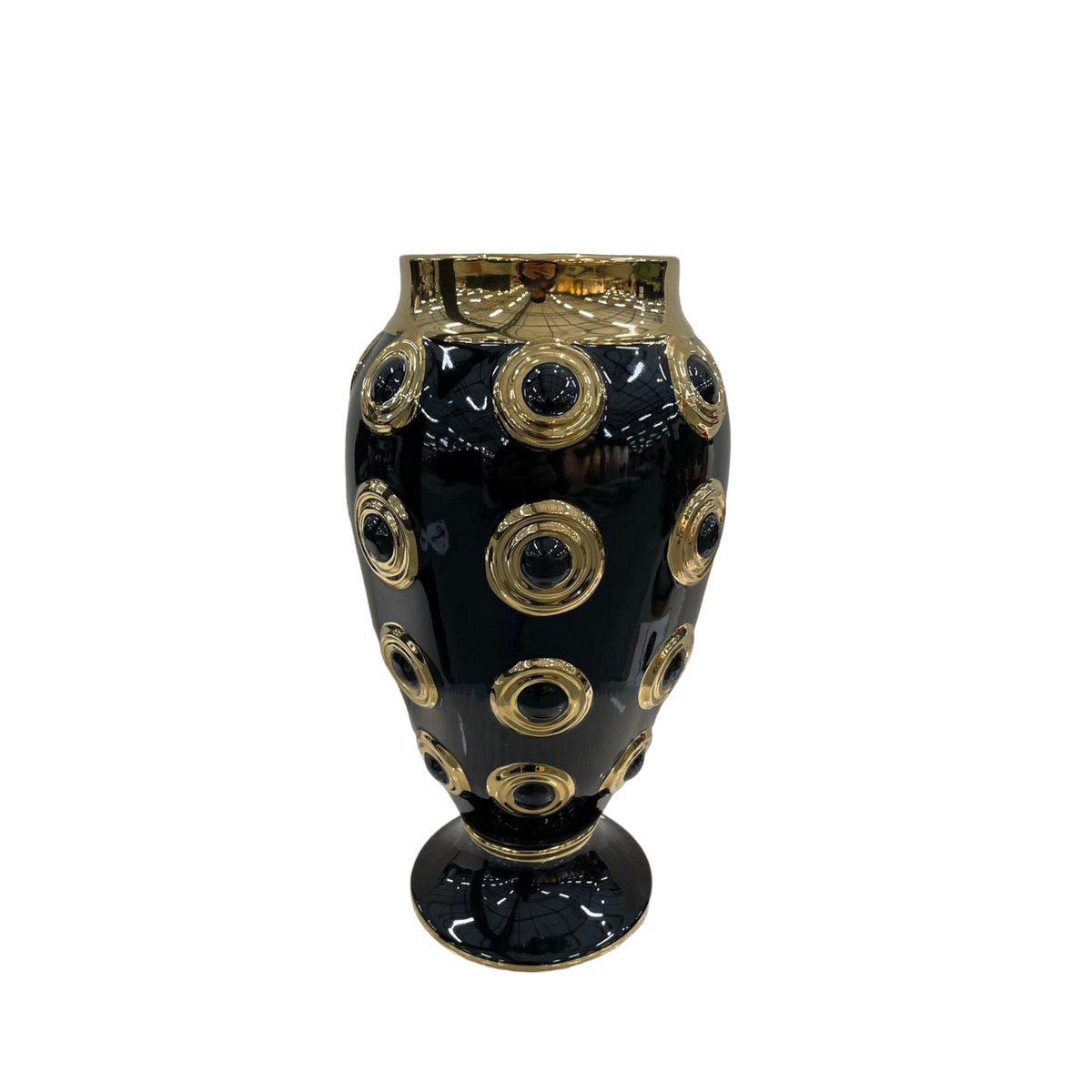Gouden vaas Golden circle zwart/goud - 46 cm
