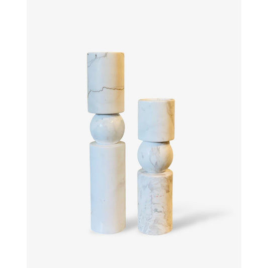 Marmeren kandelaar wit - 39,5 cm
