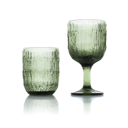 Glazen wijnglas Moss Ripple groen