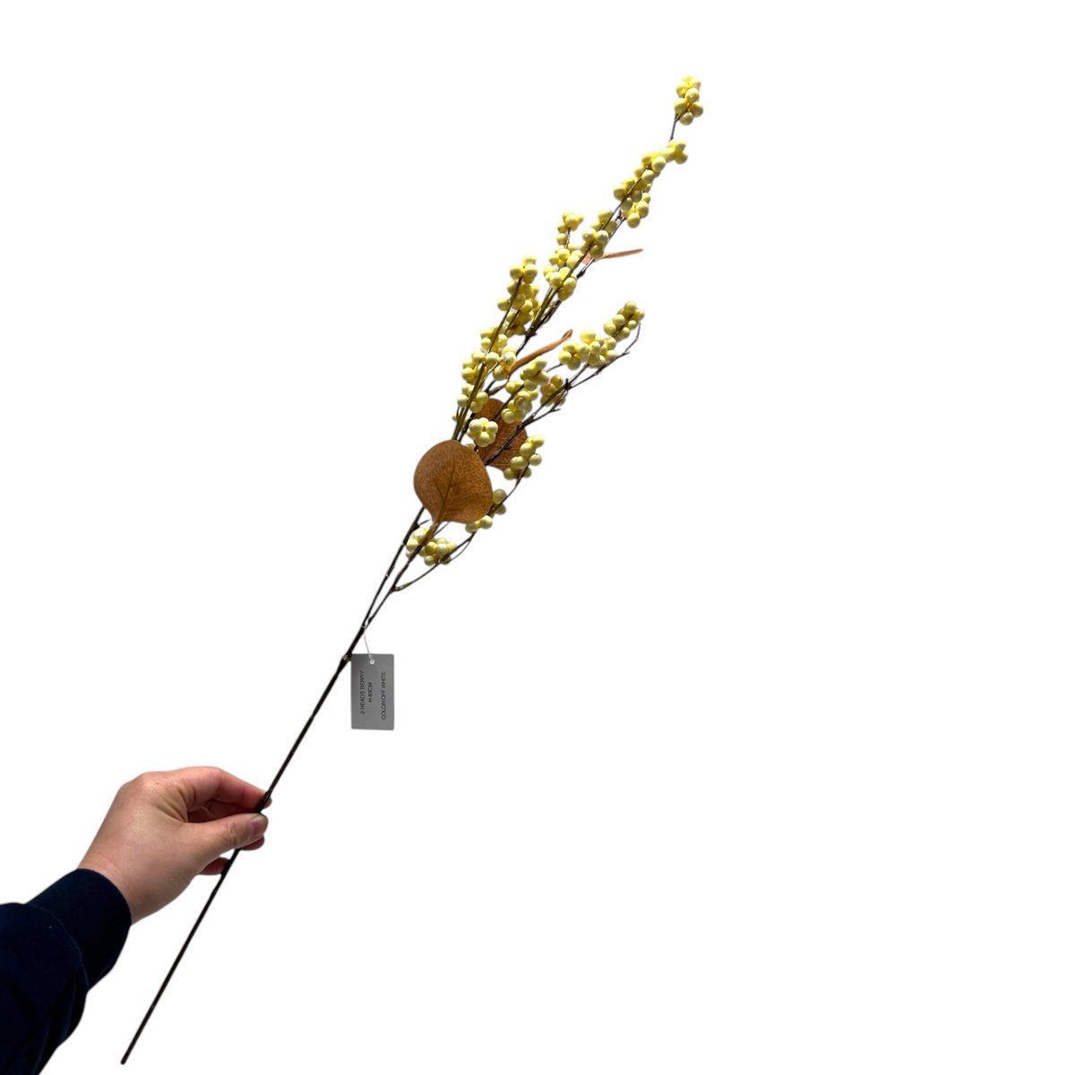 Zijden kunstbloem Vrucht wit - 83 cm