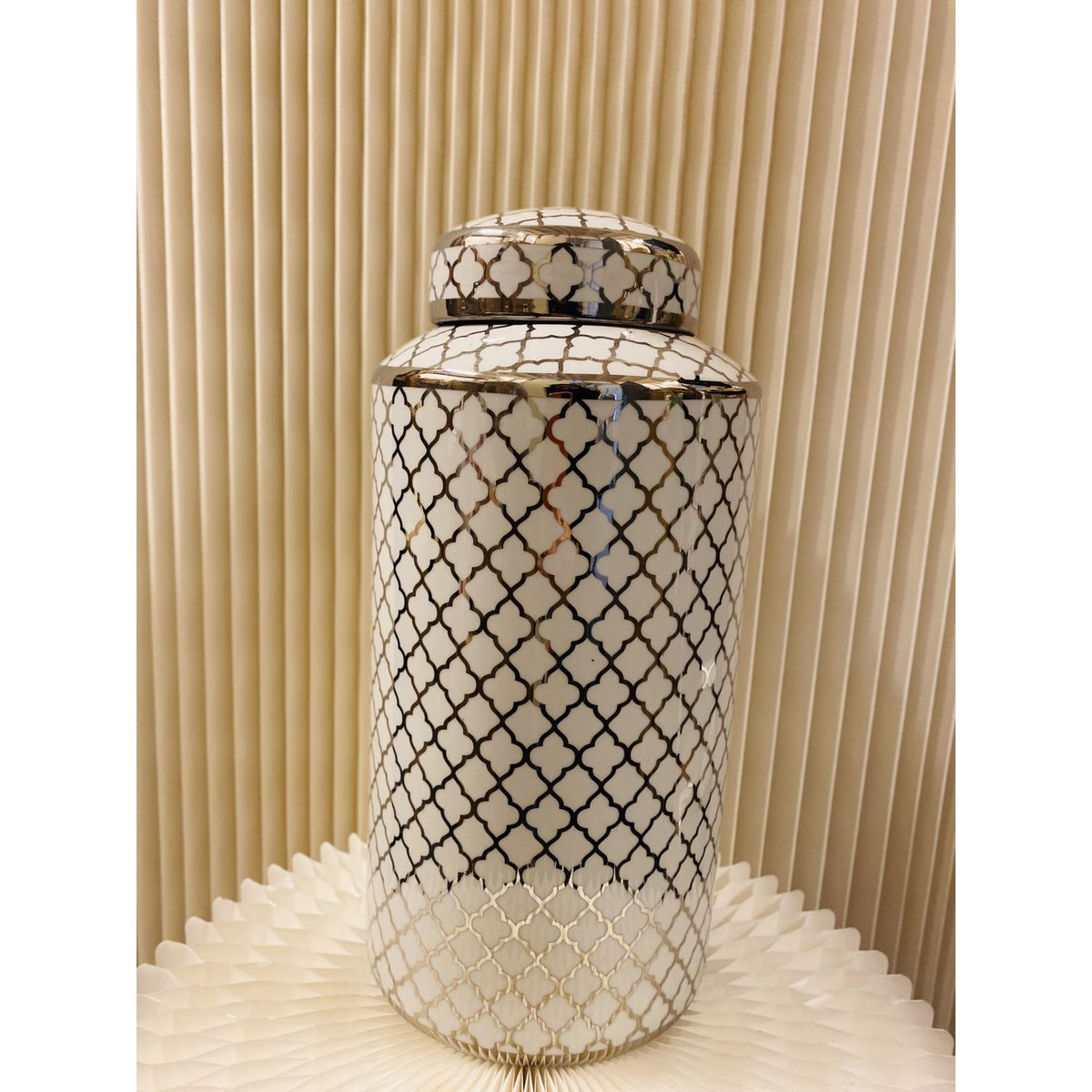 Keramische pot Mini wit/goud - 30 cm
