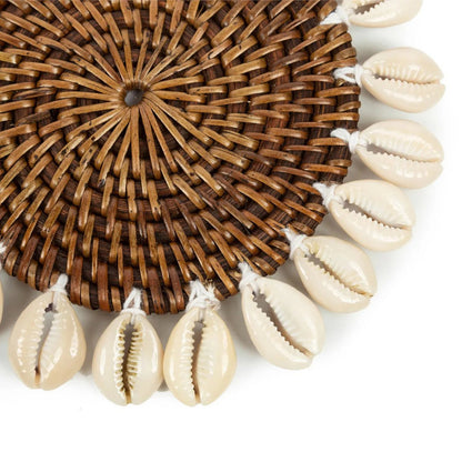Rattan onderzetter Shell natuurlijk bruin - 15 cm