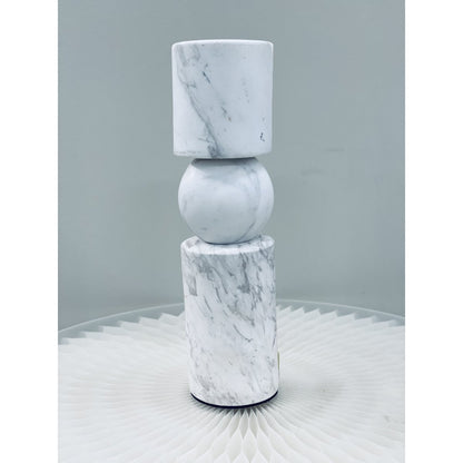 Marmeren kandelaar M wit - 29,5 cm