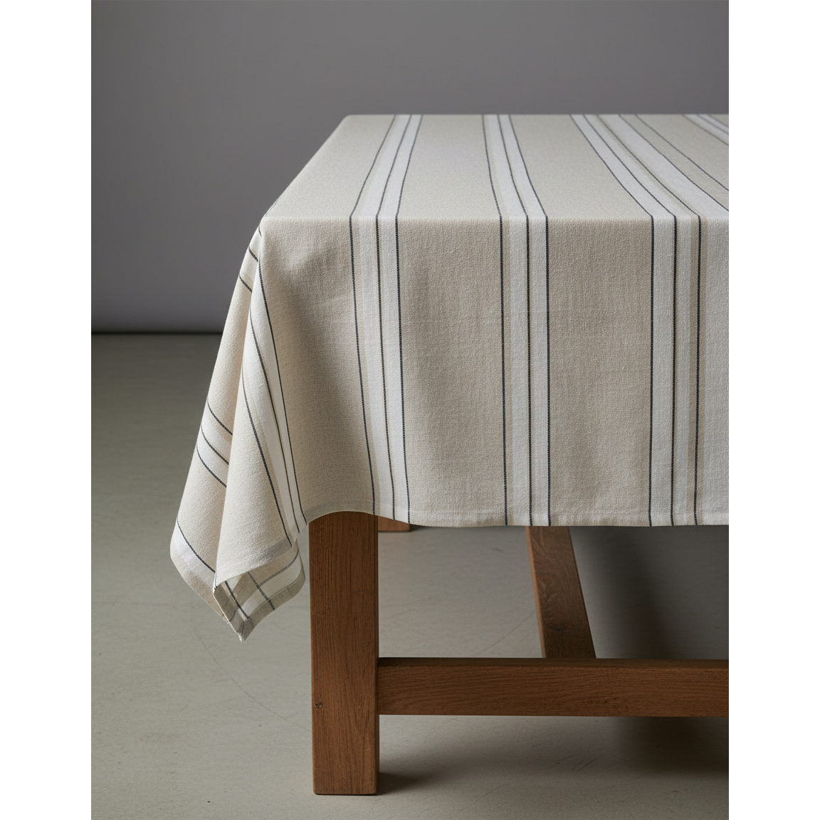 Linnen tafelkleed Provence zwart-wit - 150 x 250 cm