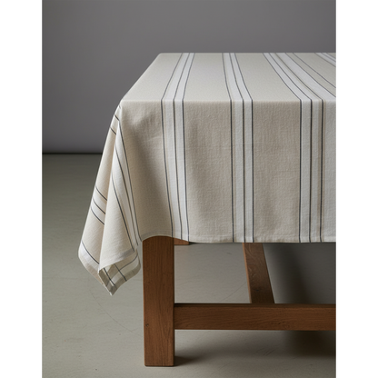 Linnen tafelkleed Provence zwart-wit - 150 x 250 cm