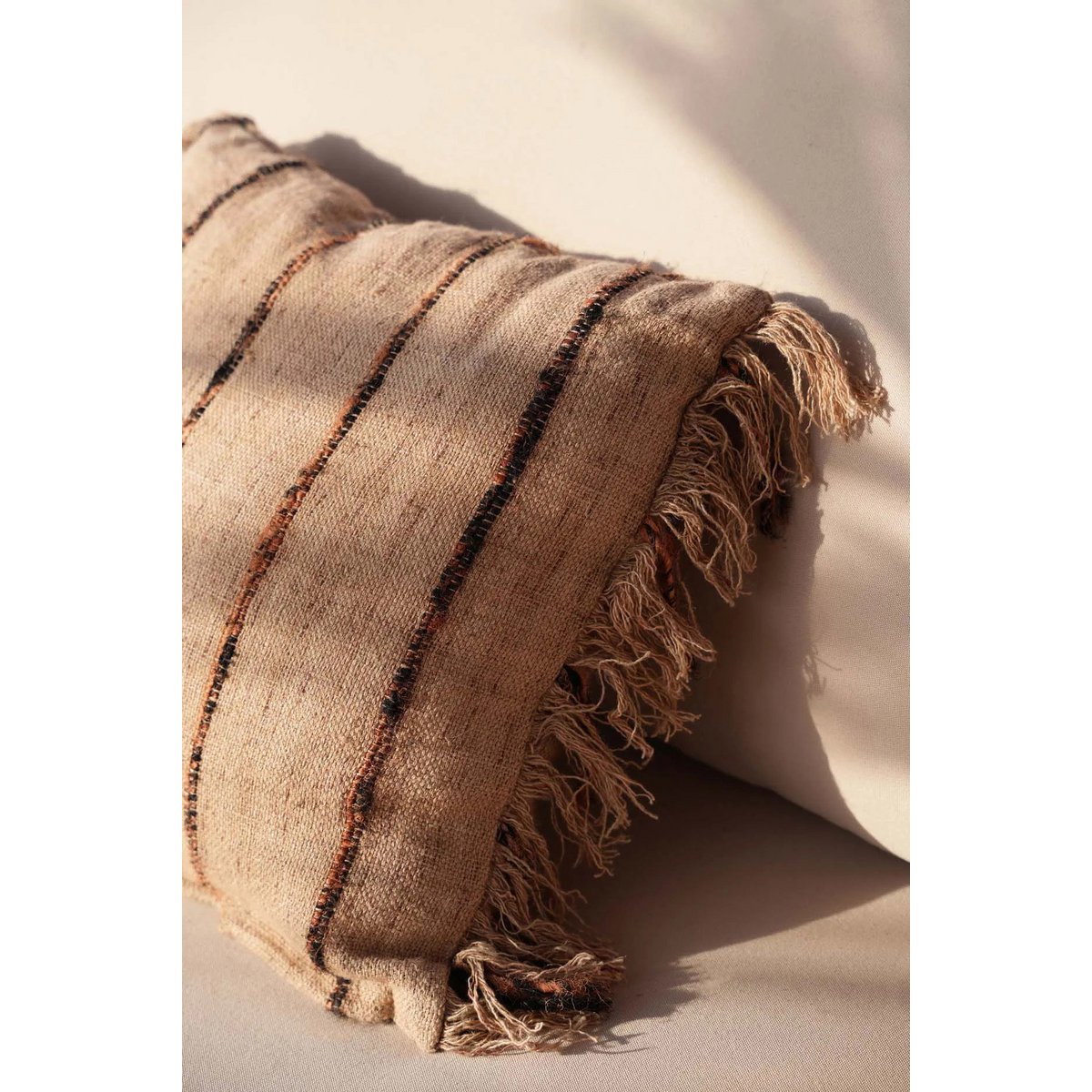 Katoenen kussenhoes beige/zwart - 40 cm