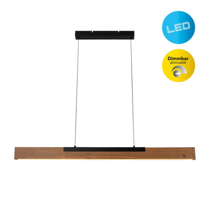 LED Hanglamp Wilma Hout/Zwart - 122 cm (Dimbaar)