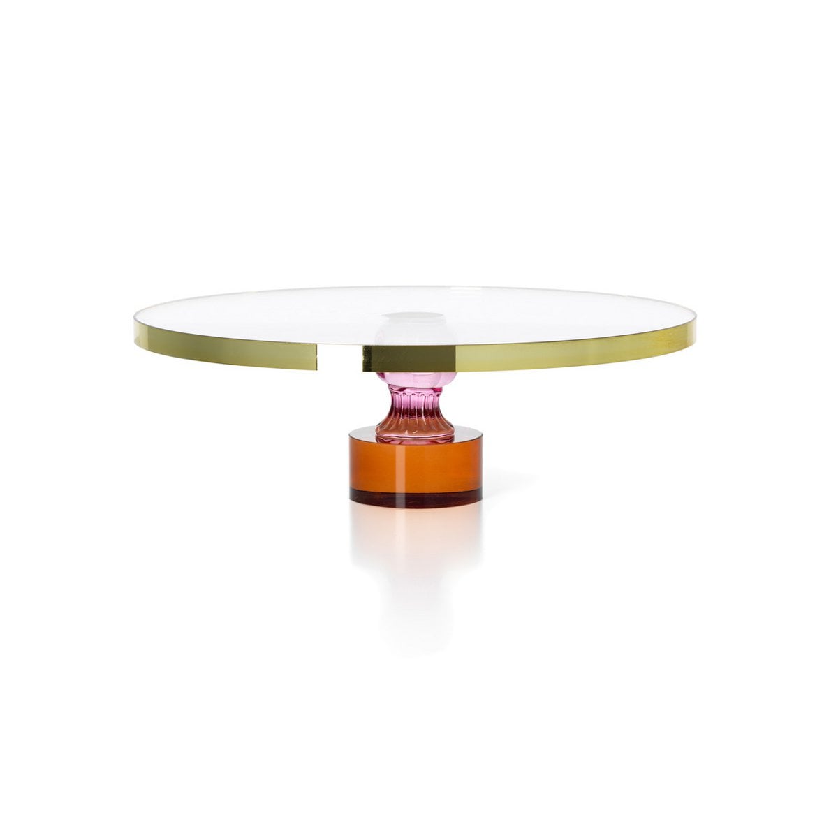 Glazen taartschotel Edelsteen amber/roze/goud