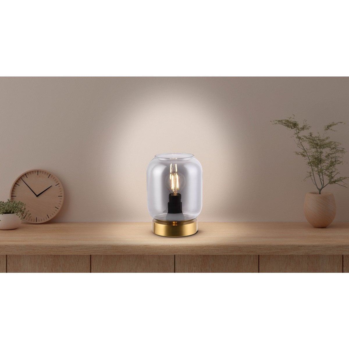 Glazen Tafellamp Alessio Goud/Rookglas - 17 cm (E14)