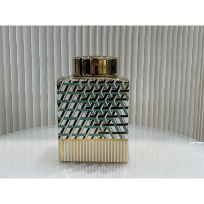 Porseleinen vaas 7543-8 groen/goud - 21 cm