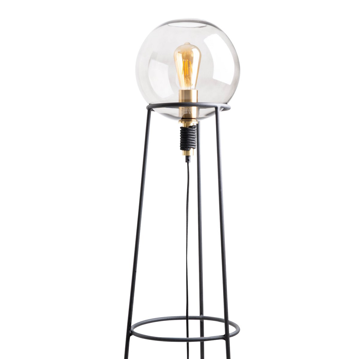 Stapellamp "stelo", moderne vloerlamp gemaakt van zwart metaal en rookglas, E27 - aansluiting, 128,5 cm hoog, voor eetkamer, woonkamer, gang of kantoor, - OutHome
