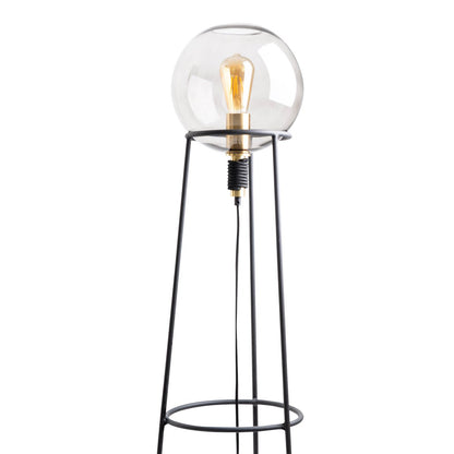 Stapellamp "stelo", moderne vloerlamp gemaakt van zwart metaal en rookglas, E27 - aansluiting, 128,5 cm hoog, voor eetkamer, woonkamer, gang of kantoor, - OutHome