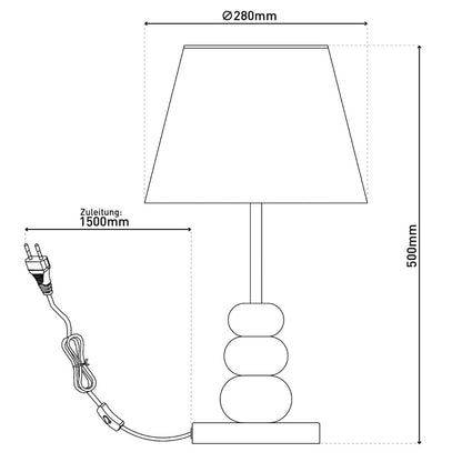 Tafellamp Elina Zwart/Bruin/Wit - 50 cm (E27)