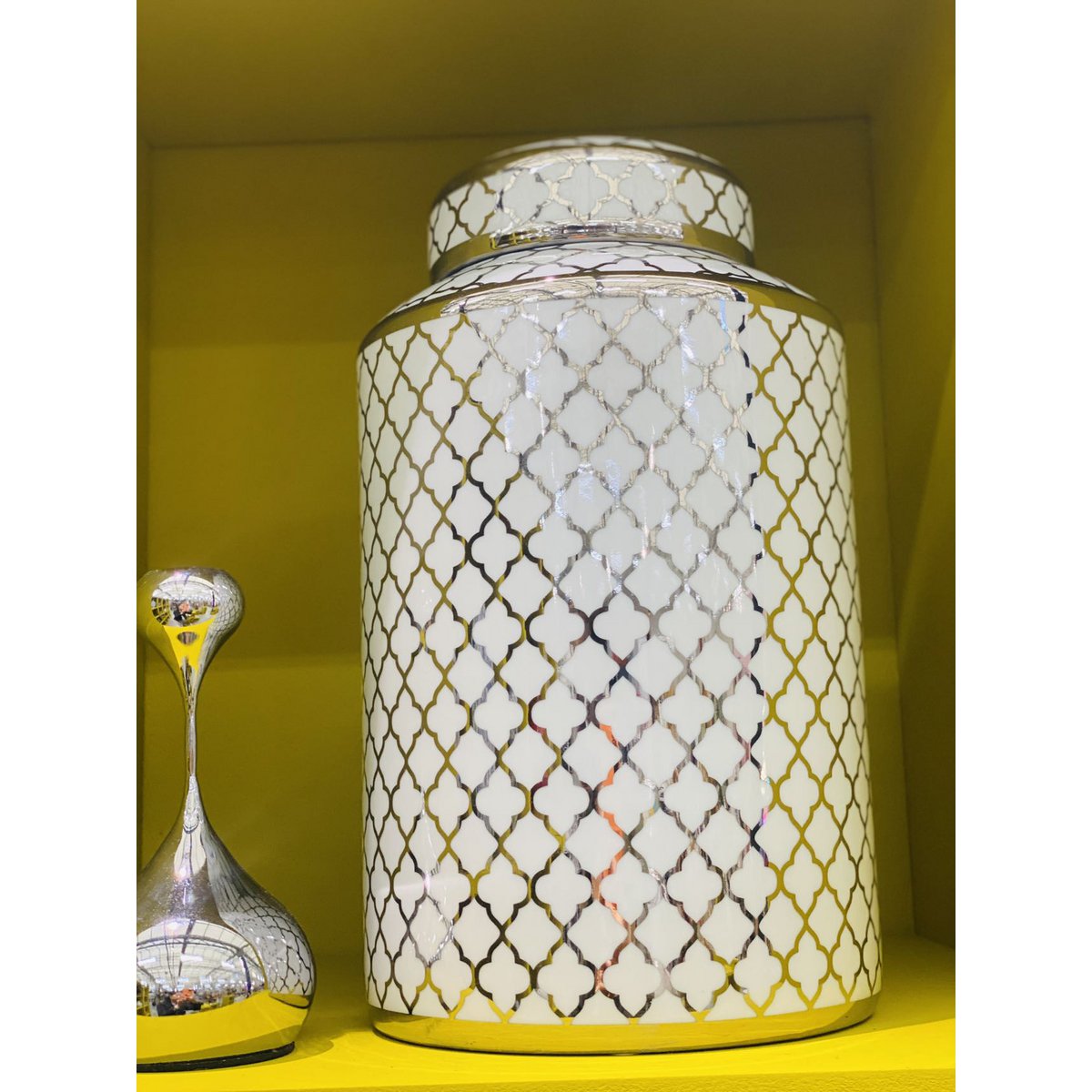 Keramische pot Mini wit/goud - 30 cm