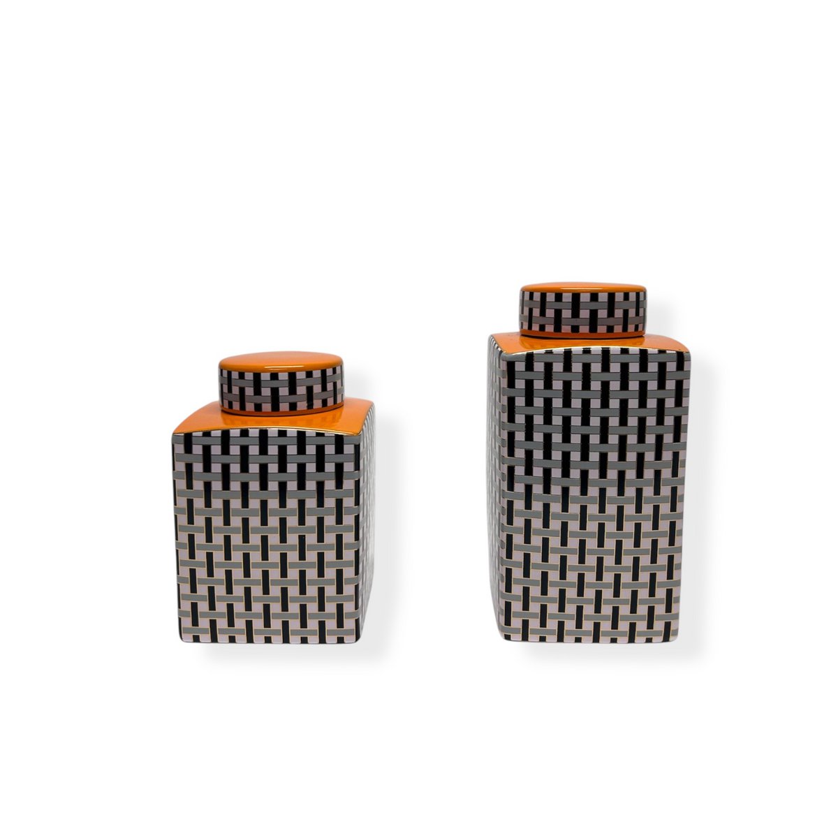 Porseleinen pot A-stijl oranje (set van 2)