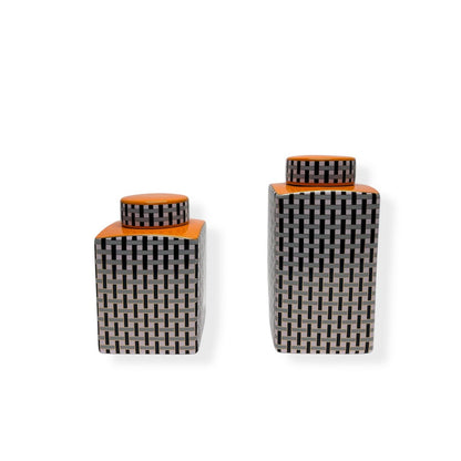 Porseleinen pot A-stijl oranje (set van 2)