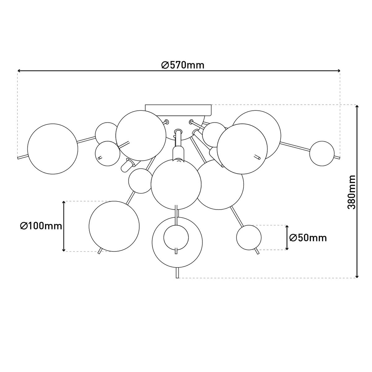 Plafondlamp Explosie Chroom - Ø 57 cm (G9) - OutHome