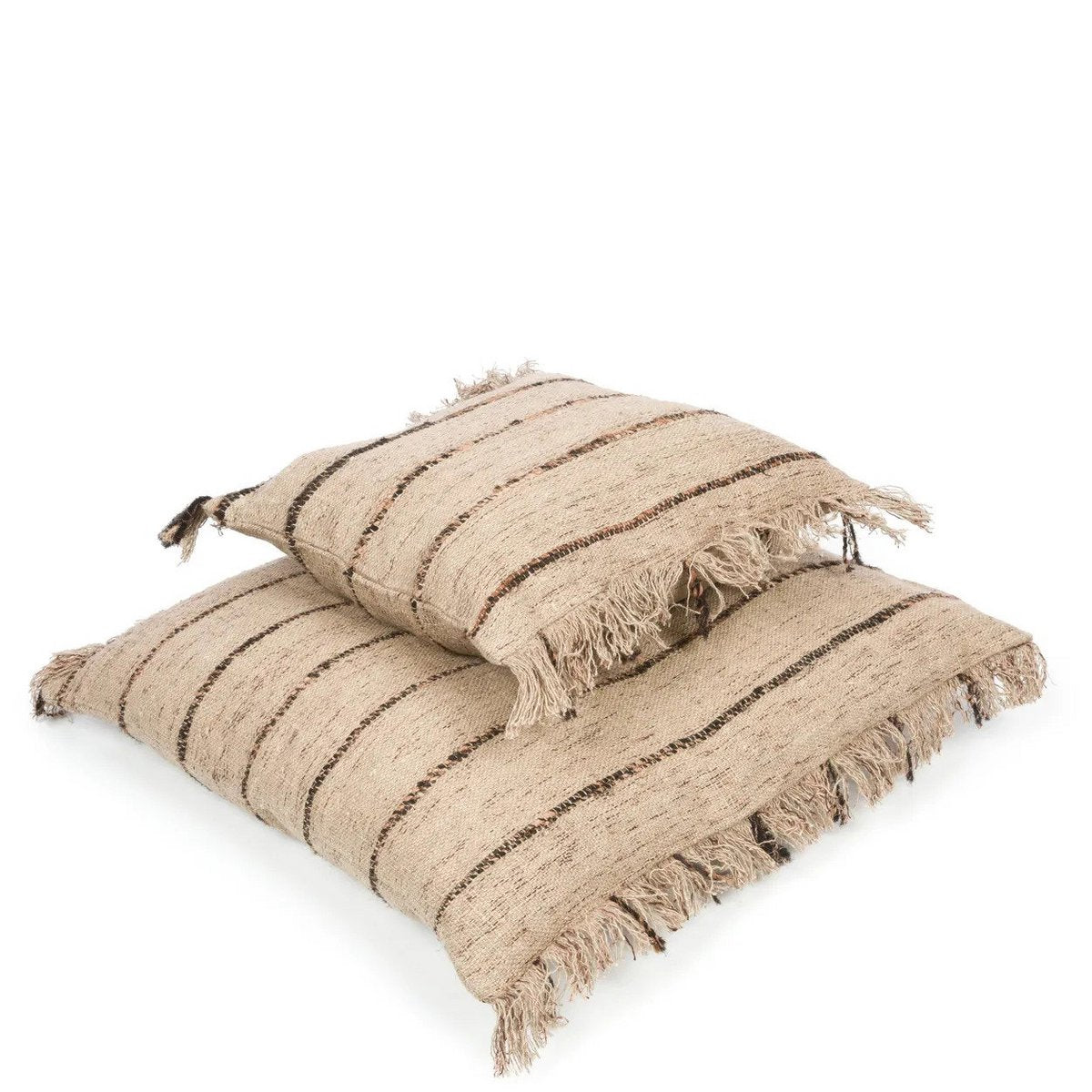Katoenen kussenhoes beige/zwart - 40 cm