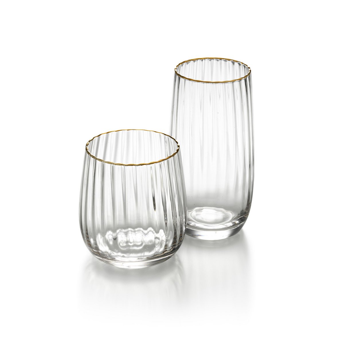 Glazen longdrinkglas Golden rim highball natuurlijk goud