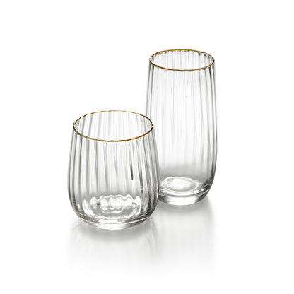 Glazen longdrinkglas Golden rim highball natuurlijk goud