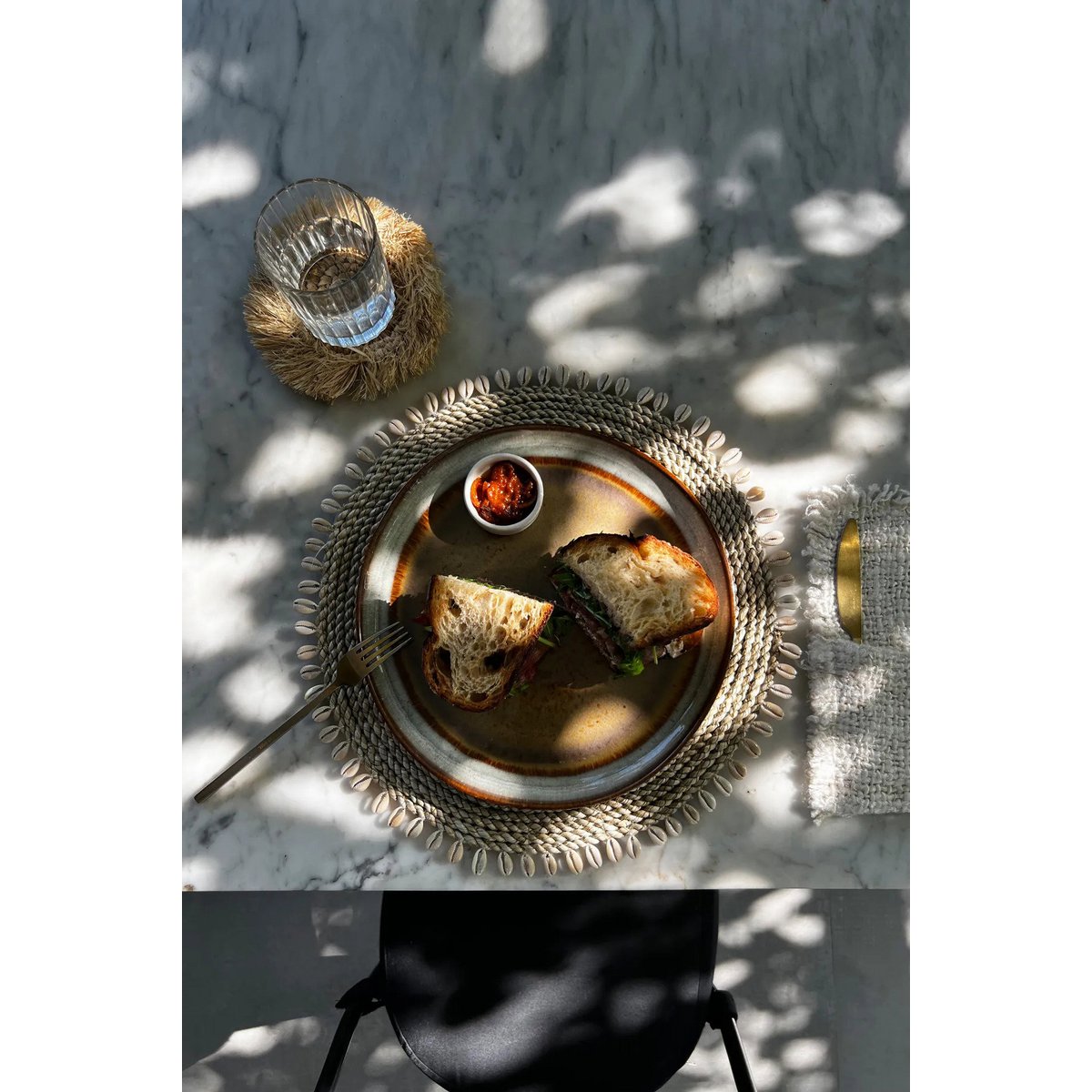 Zeegras placemat Shell naturel