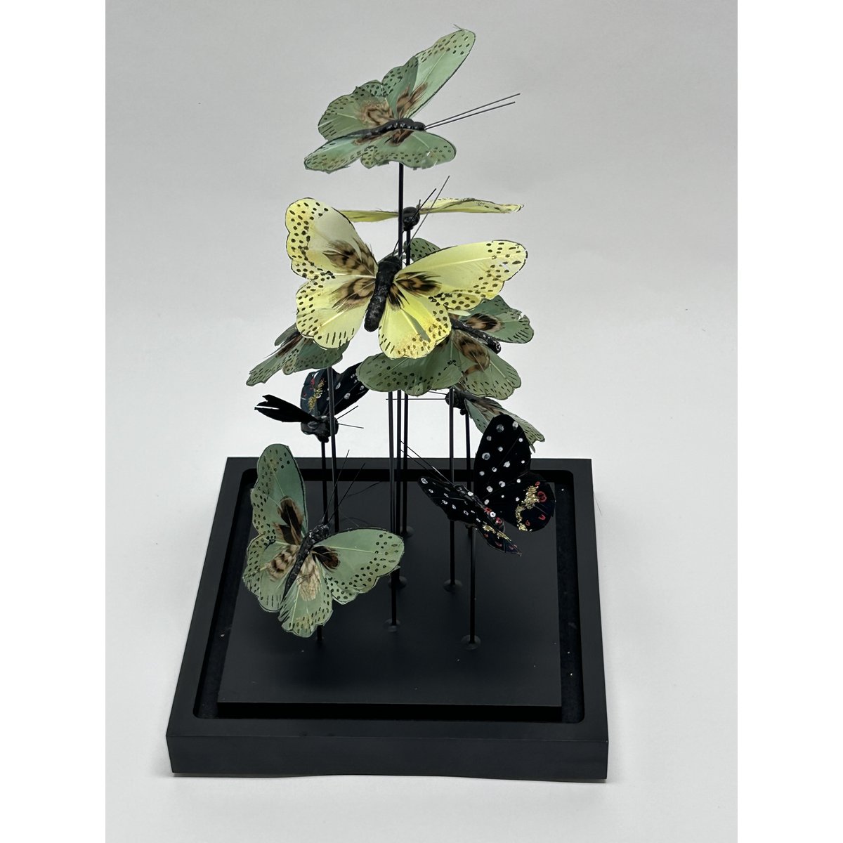 Glazen stolp Vlinder yf-01 groen - 19 x 19 x 31,5 cm