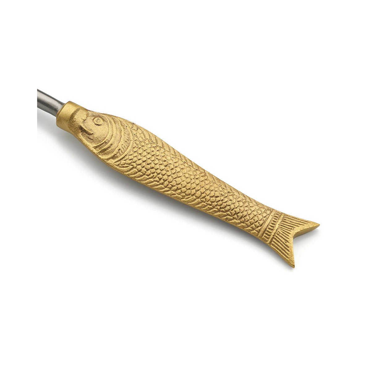 Messing visvormige lepel L goud