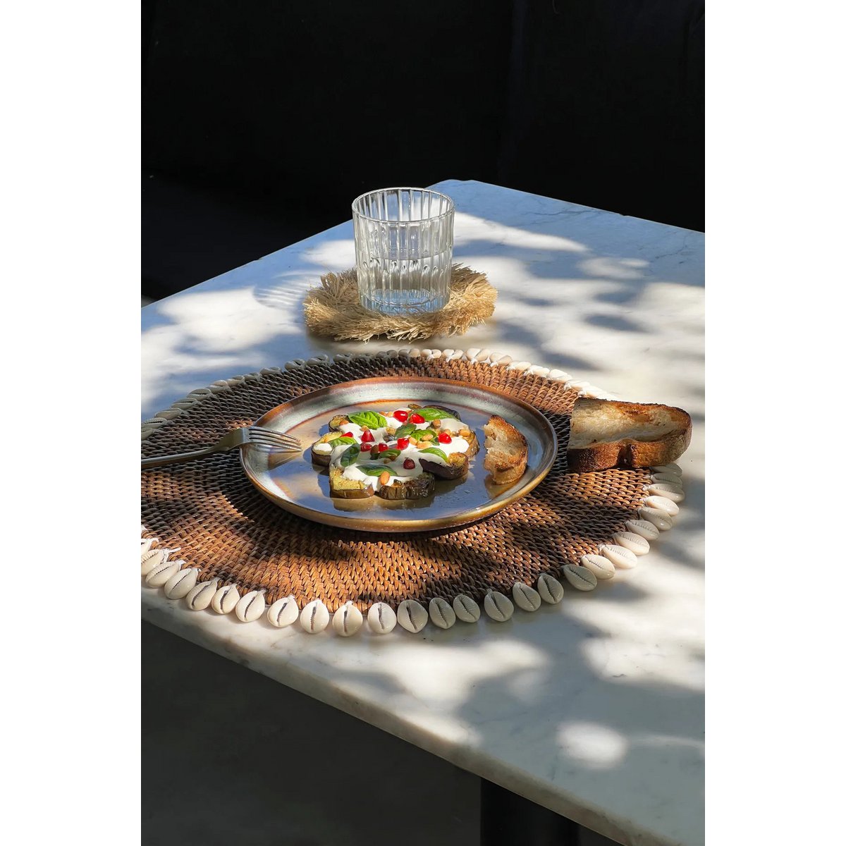 Rotan placemat Colonial shell natuurlijk bruin