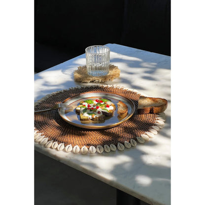 Rotan placemat Colonial shell natuurlijk bruin