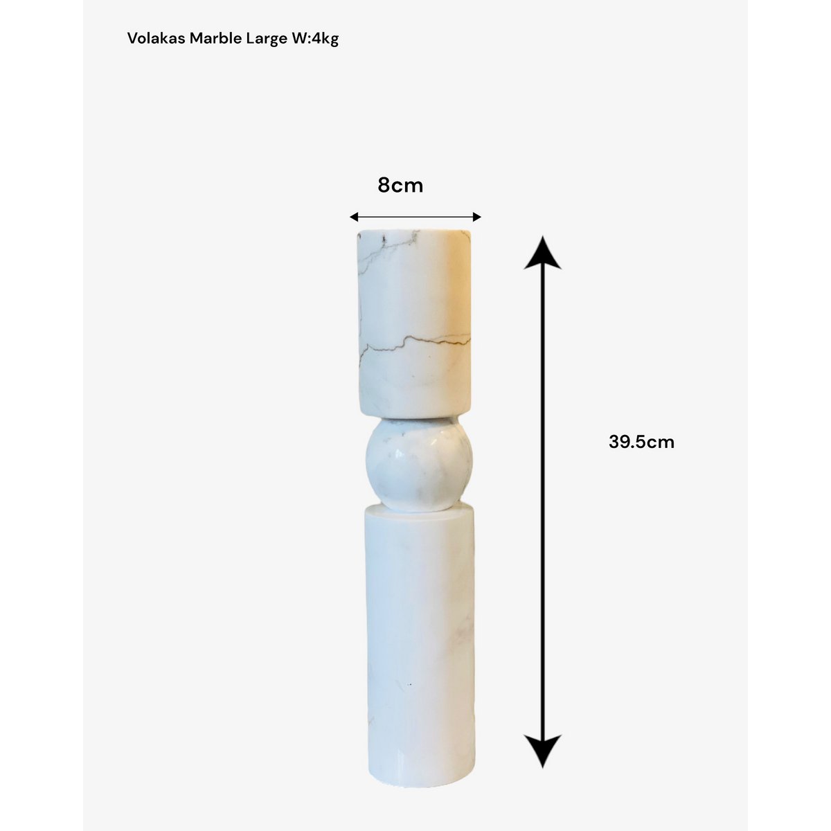 Marmeren kandelaar wit - 39,5 cm