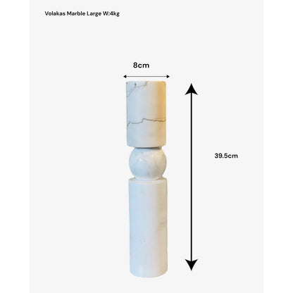 Marmeren kandelaar wit - 39,5 cm