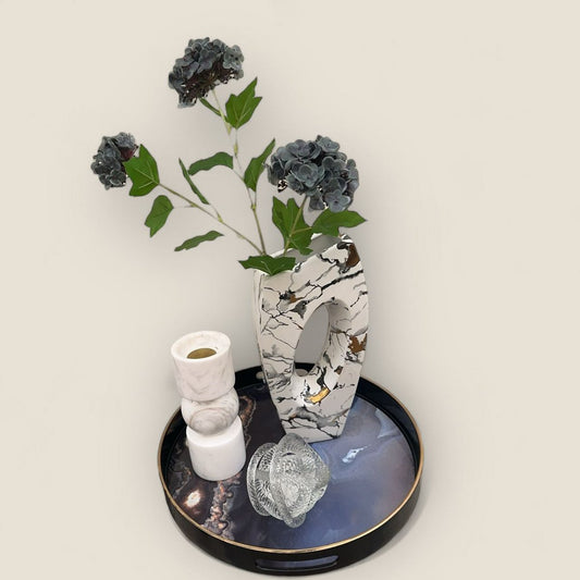 Marmeren dienblad Decorset wit/grijs (Set van 3)