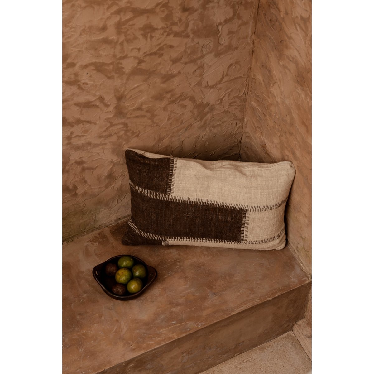 Kussenhoes Cacao patchwork natuurlijk bruin