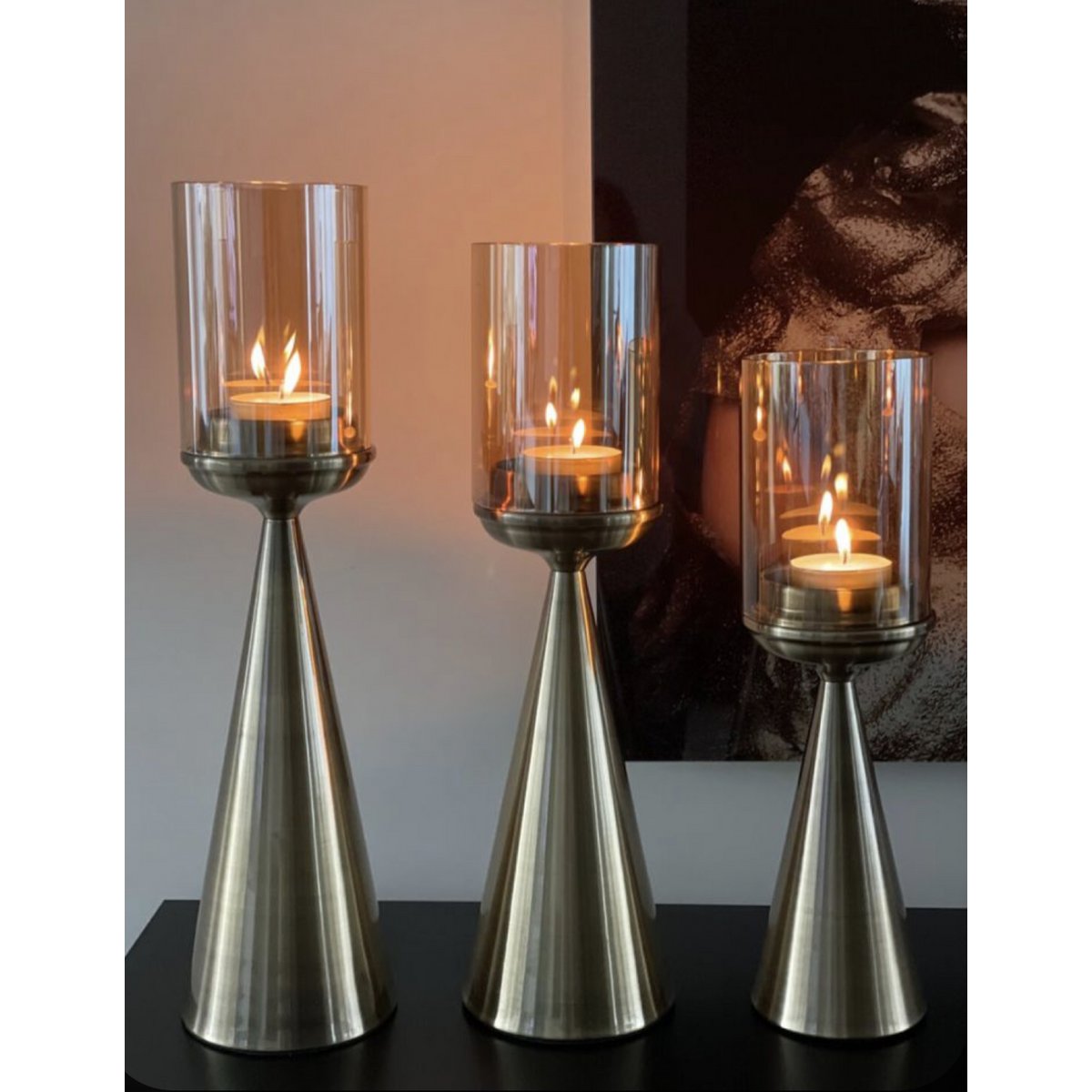Glazen kandelaar goud L - 50 cm