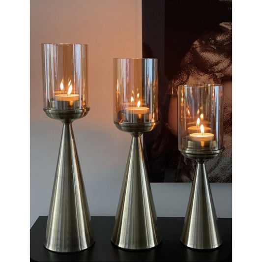 Glazen kandelaar goud L - 50 cm