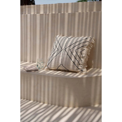 Raffia kussenhoes Tribal natuurlijk zwart