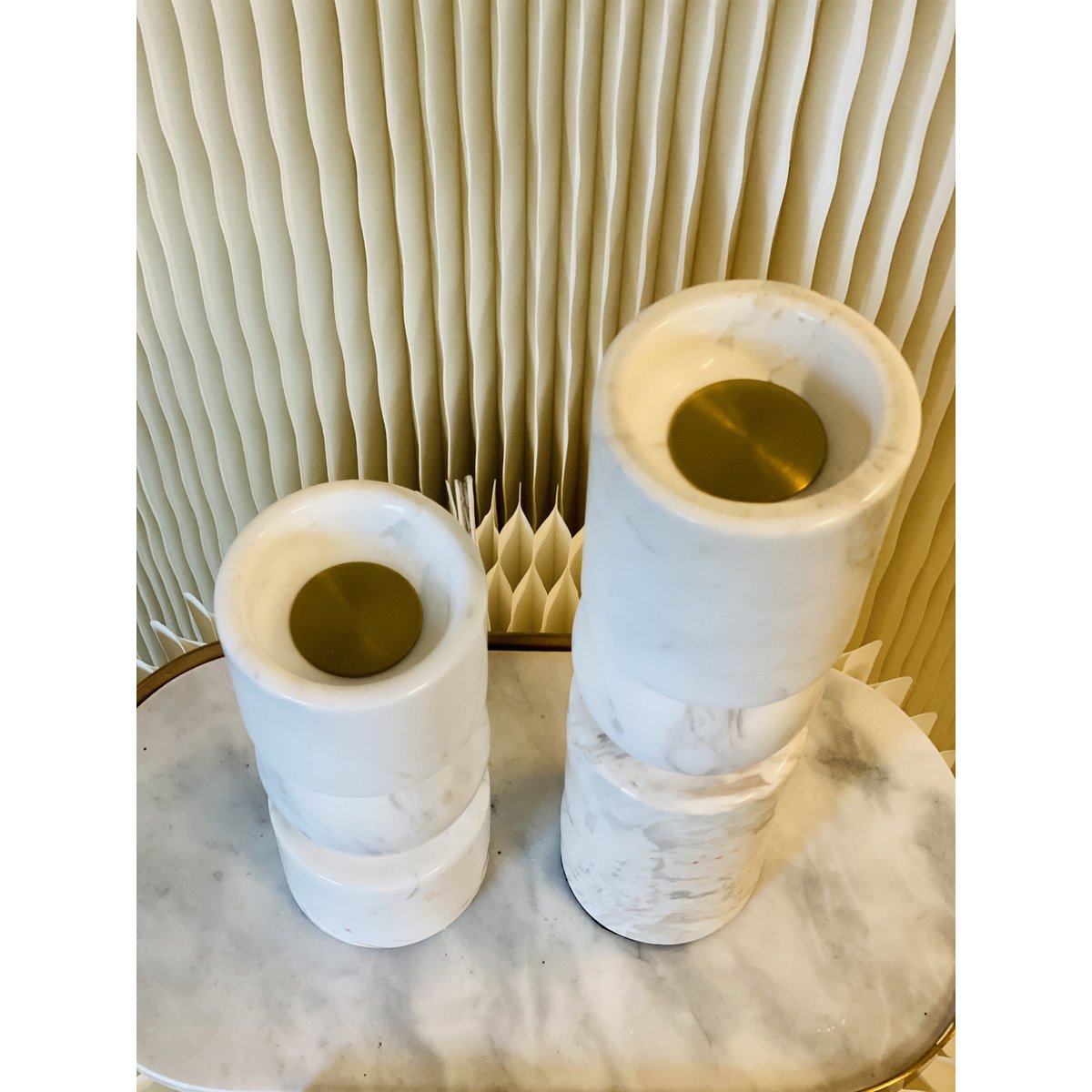 Marmeren kandelaar Marble wit - 19,5 cm