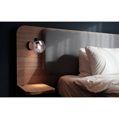 Glazen wandvlek "fumoso", wandlamp gemaakt van zwart en rookglas in zwart en de natuur, met E14 - aansluiting, voor eetkamer, woonkamer, gang of kantoor, lamp voor woonkamer, eetkamer, gang of gang 16 x 14 cm - OutHome