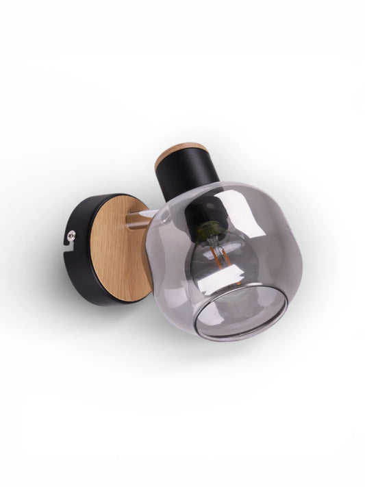 Wandspot Fumoso Zwart/Rookglas (E14) - OutHome