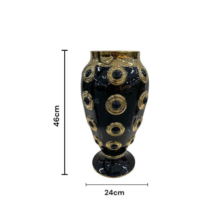 Gouden vaas Golden circle zwart/goud - 46 cm