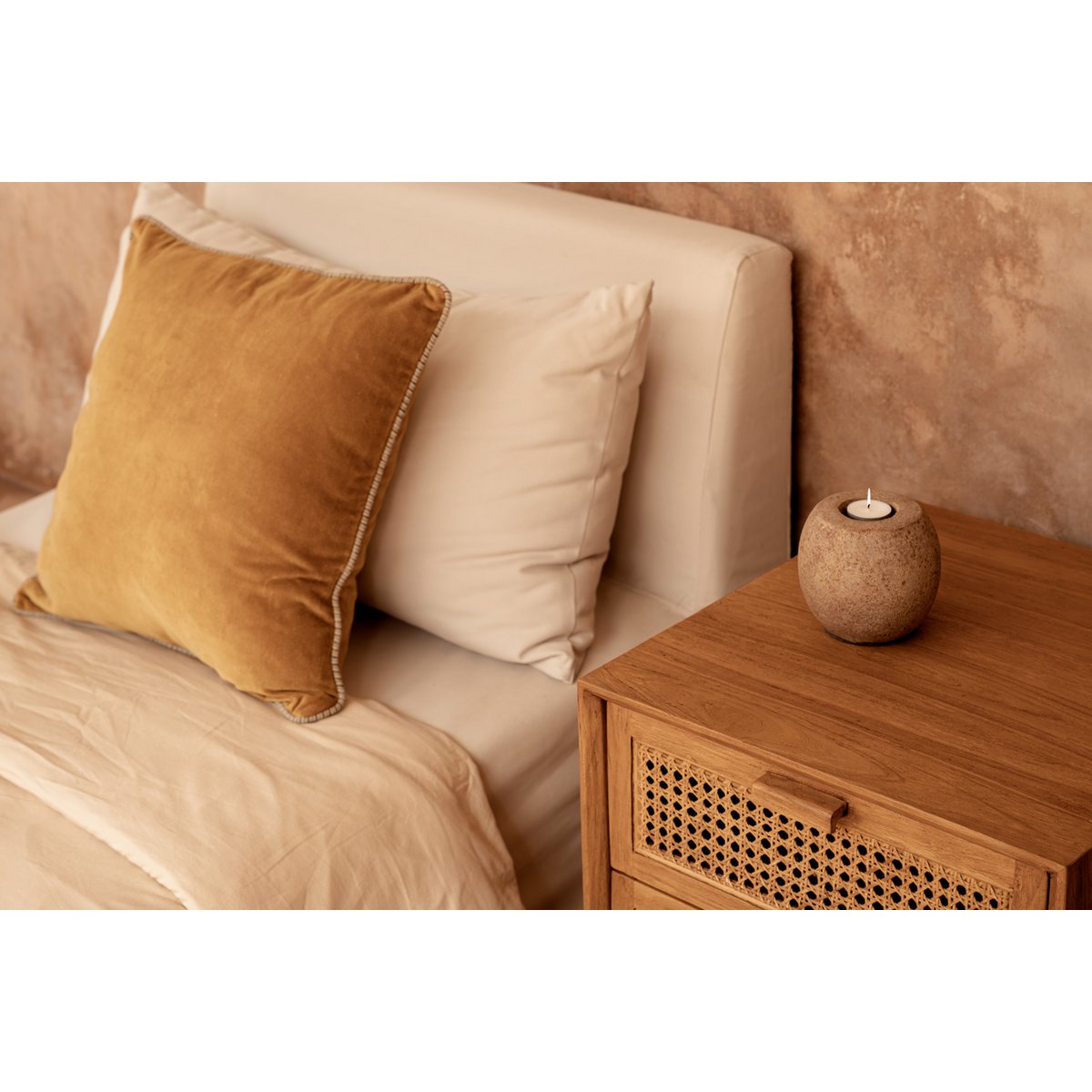 Fluwelen kussenhoes Velvet crush mosterd - 50x50 cm