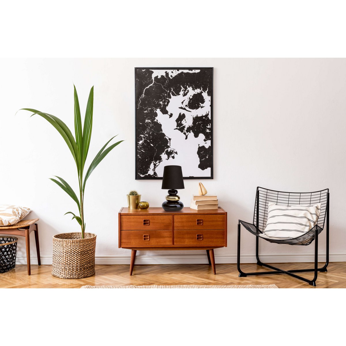 Keramische Tafellamp Stoney Zwart/Goud - 31 cm (E14)