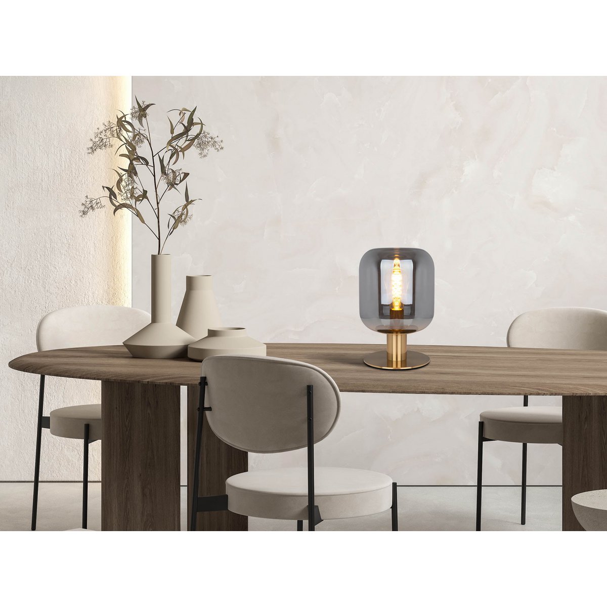 Glazen Tafellamp Alessio Goud/Rookglas - 30 cm (E14)